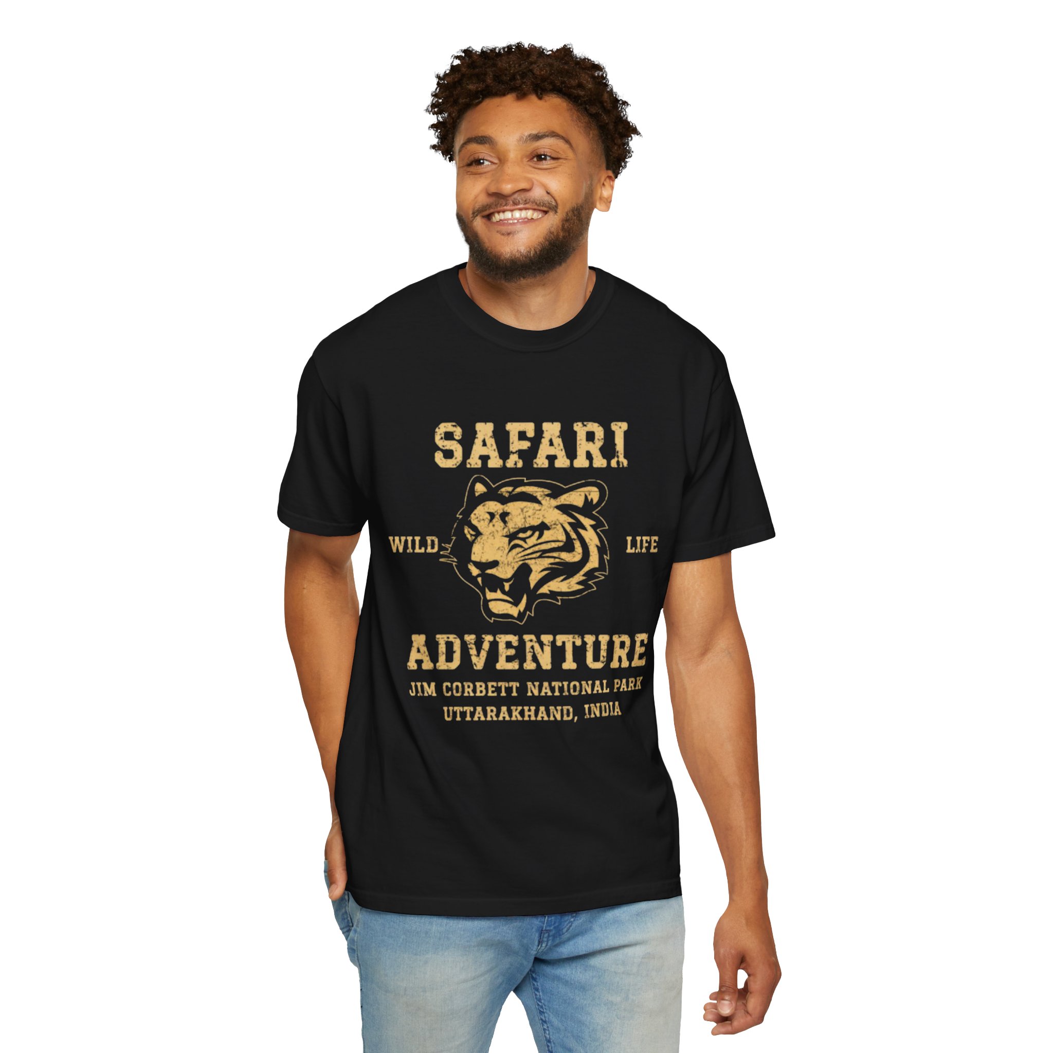 Men’s Safari Adventure Tiger Graphic T-Shirt – Wild Life Print Black Cotton Casual Tee for Travel & Outdoor Lovers - Image 5