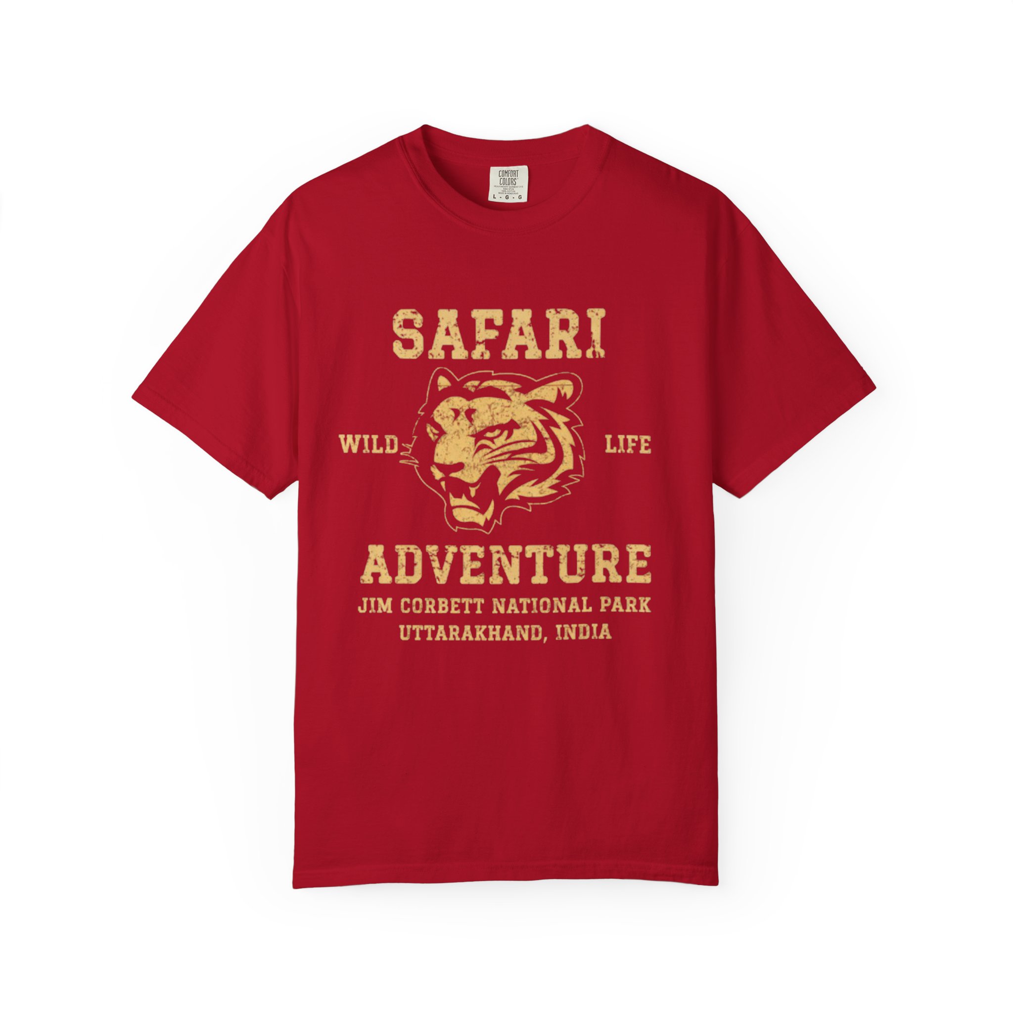 Men’s Safari Adventure Tiger Graphic T-Shirt – Wild Life Print Red Cotton Casual Tee for Travel & Outdoor Lovers - Image 4