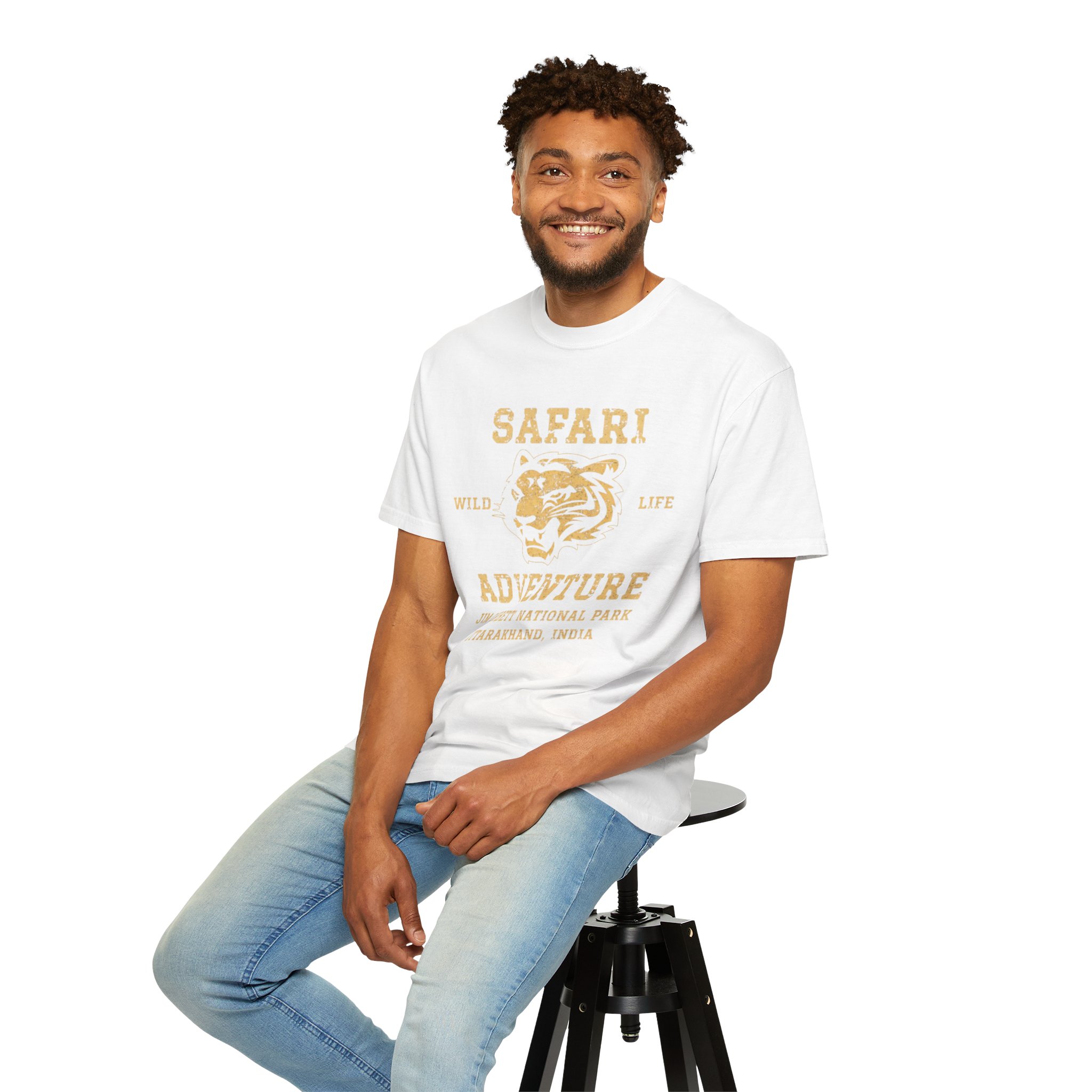 Men’s Safari Adventure Tiger Graphic T-Shirt – Wild Life Print White Cotton Casual Tee for Travel & Outdoor Lovers - Image 5