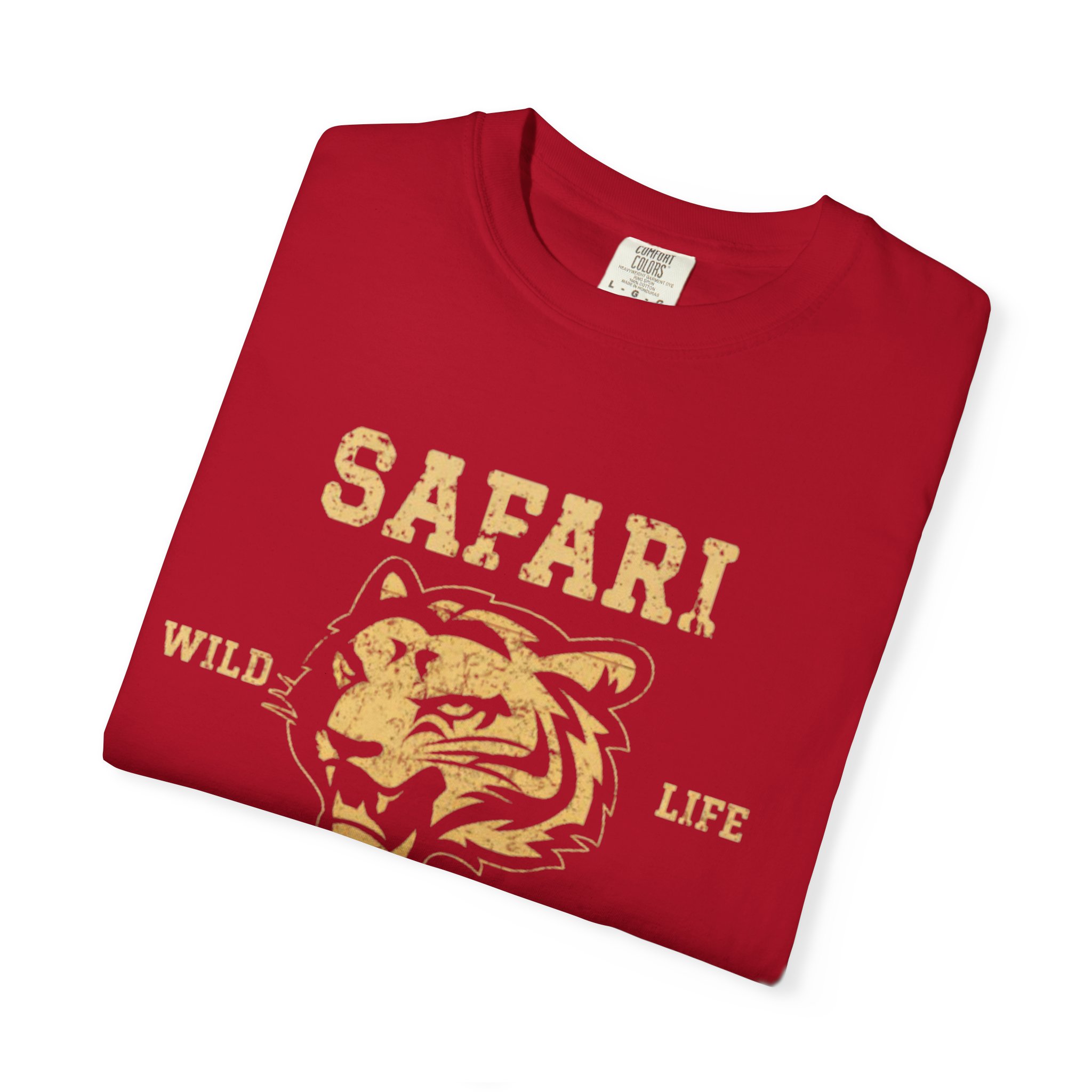 Men’s Safari Adventure Tiger Graphic T-Shirt – Wild Life Print Red Cotton Casual Tee for Travel & Outdoor Lovers - Image 3